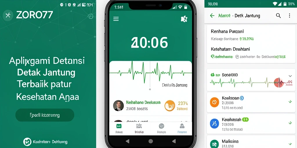 Antarmuka aplikasi ZORO77 menampilkan grafik detak jantung yang jelas dan informatif.
